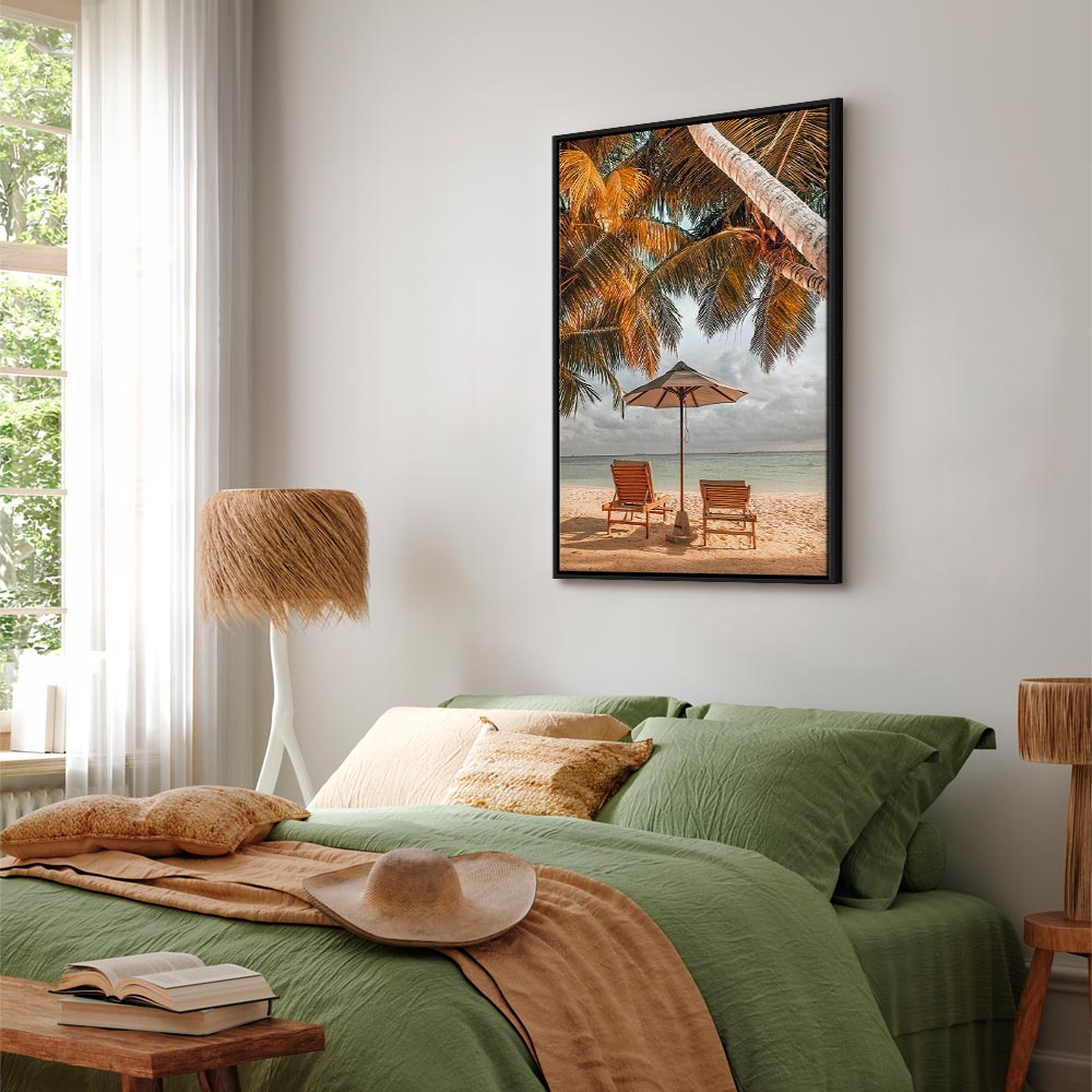 Palm Umbrella Tropical Beach Canvas Print