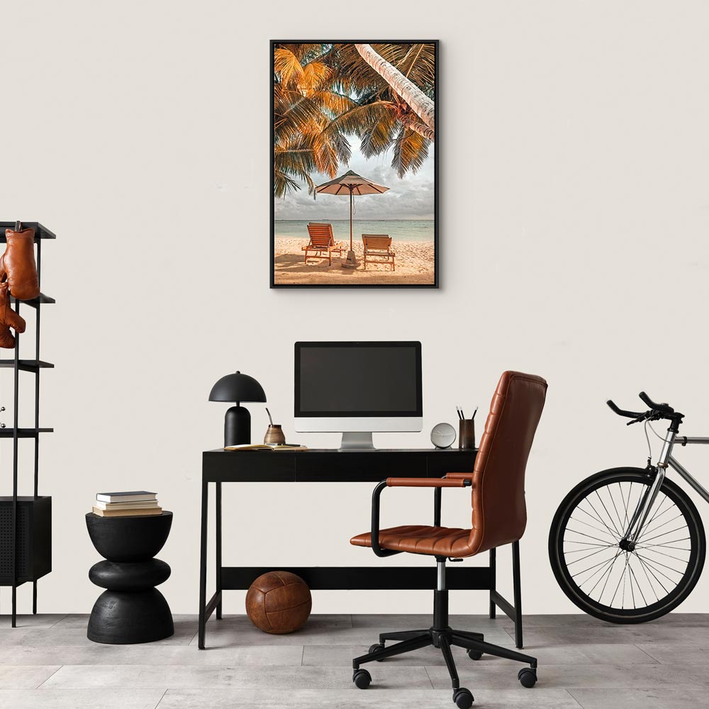 Palm Umbrella Tropical Beach Canvas Print