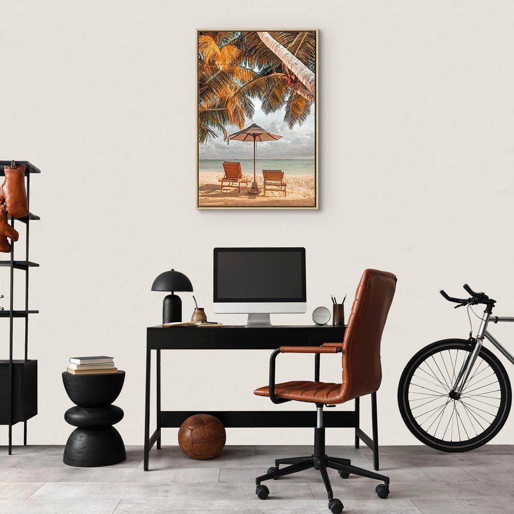 Palm Umbrella Tropical Beach Canvas Print