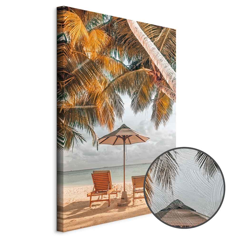Palm Umbrella Tropical Beach Canvas Print