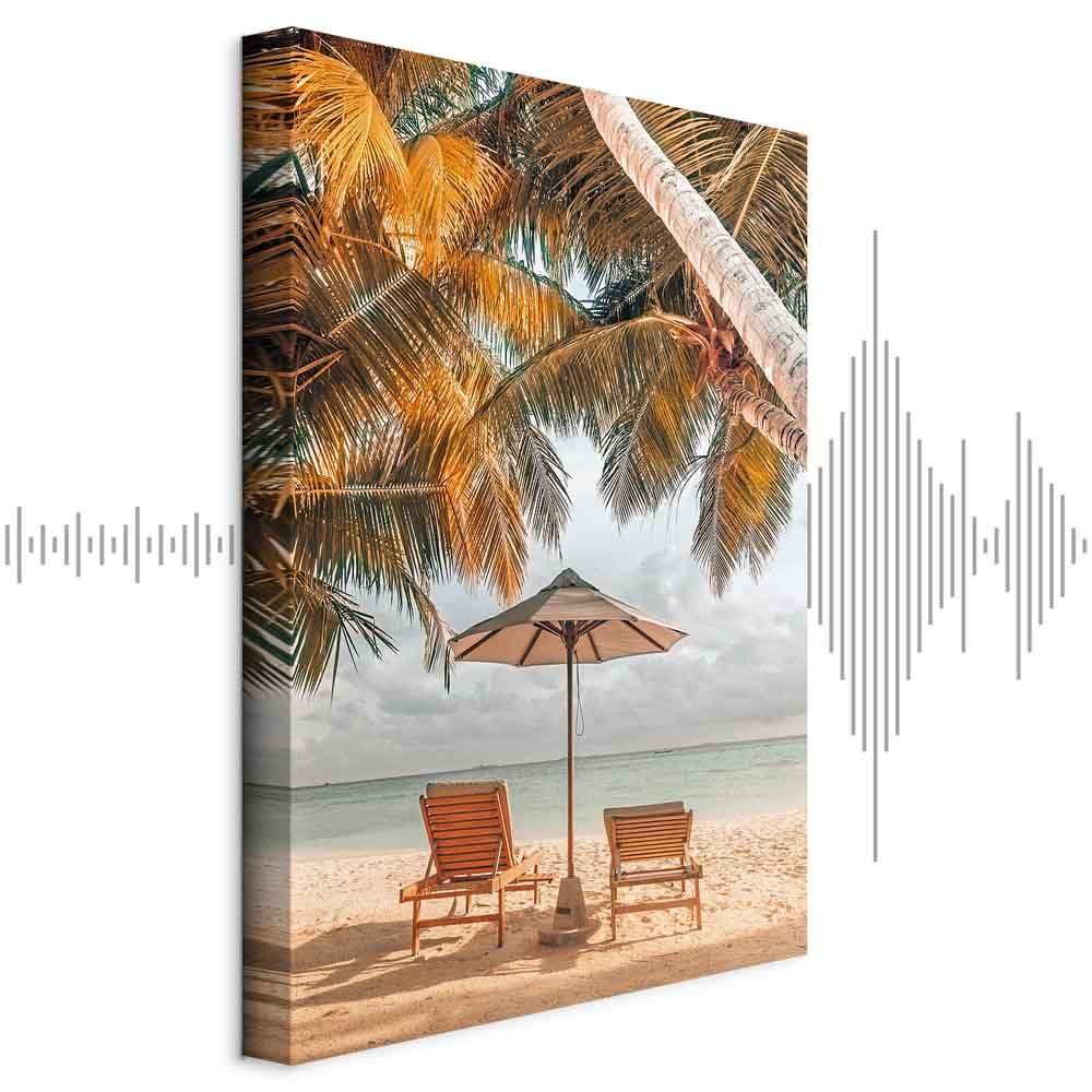 Palm Umbrella Tropical Beach Canvas Print