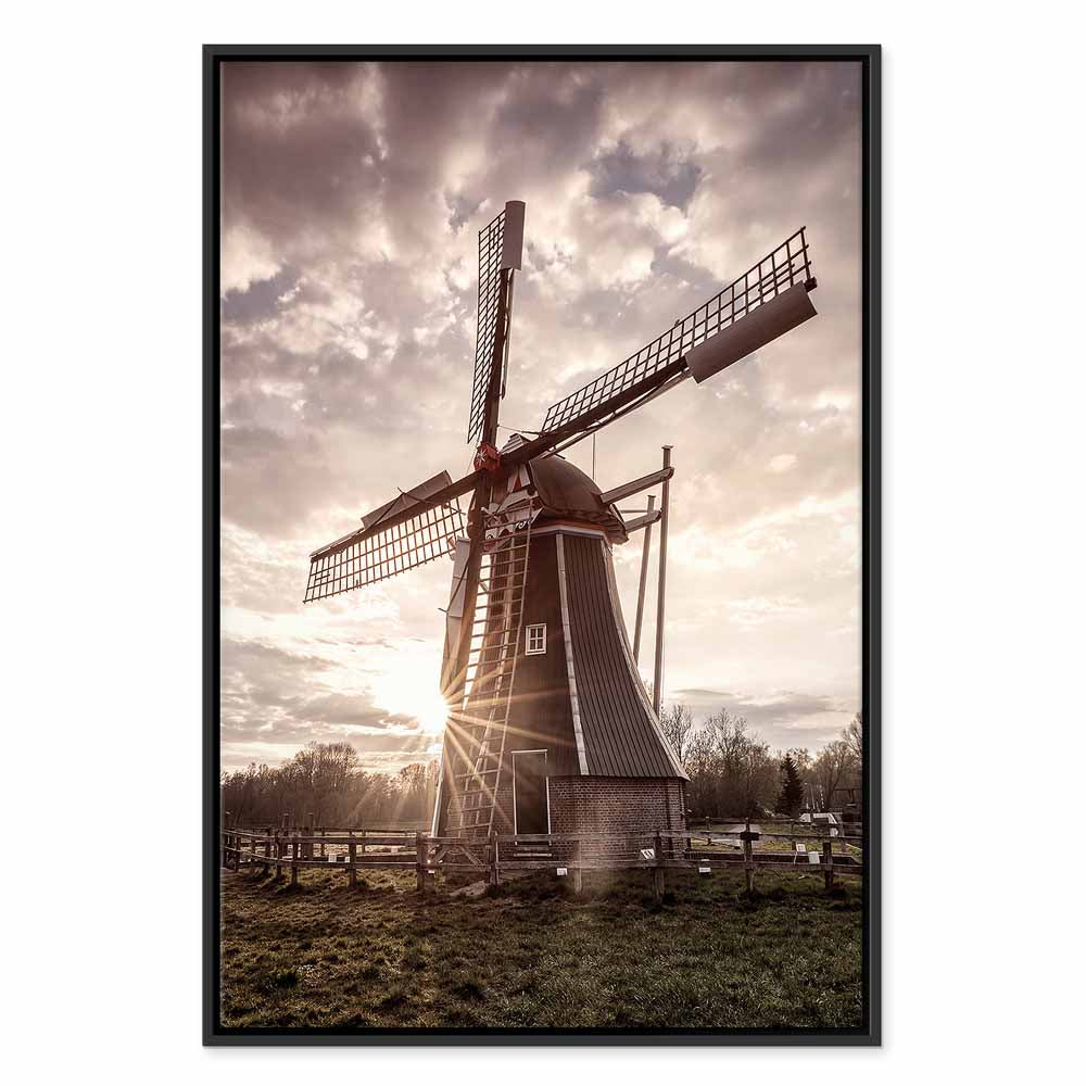 Windmill Sky Landscape Canvas Print