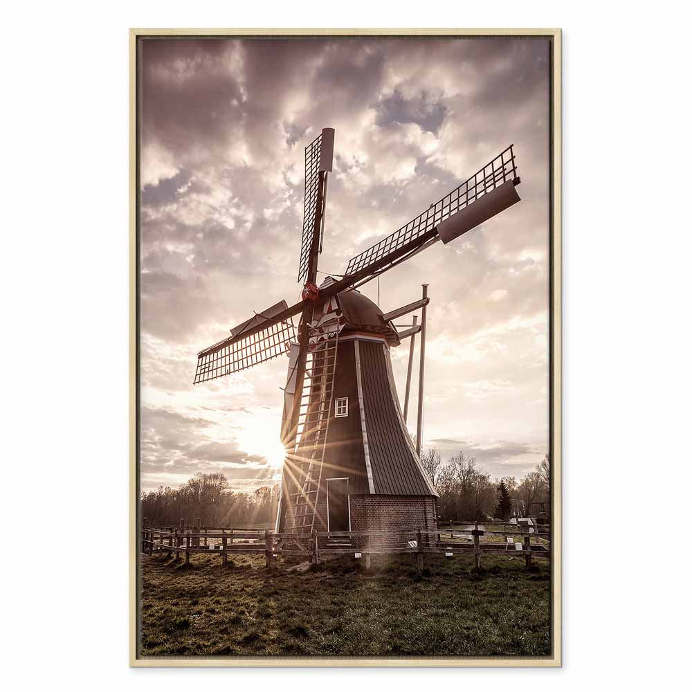 Windmill Sky Landscape Canvas Print