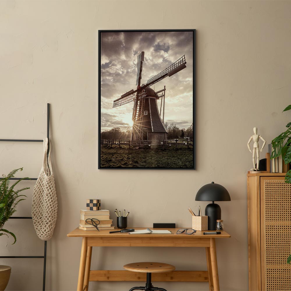 Windmill Sky Landscape Canvas Print