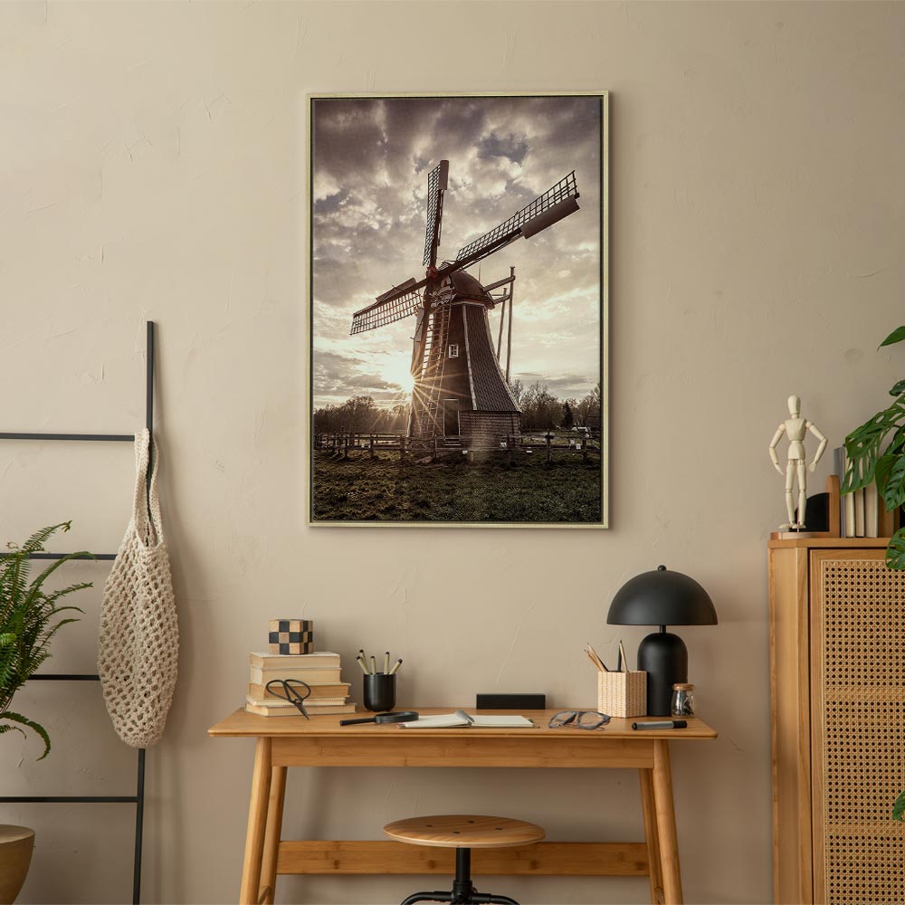Windmill Sky Landscape Canvas Print