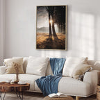 Sunlit Forest Trees Vertical Canvas Print