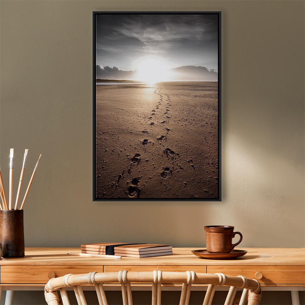 Beach Path Sky Sea Landscape Canvas Print