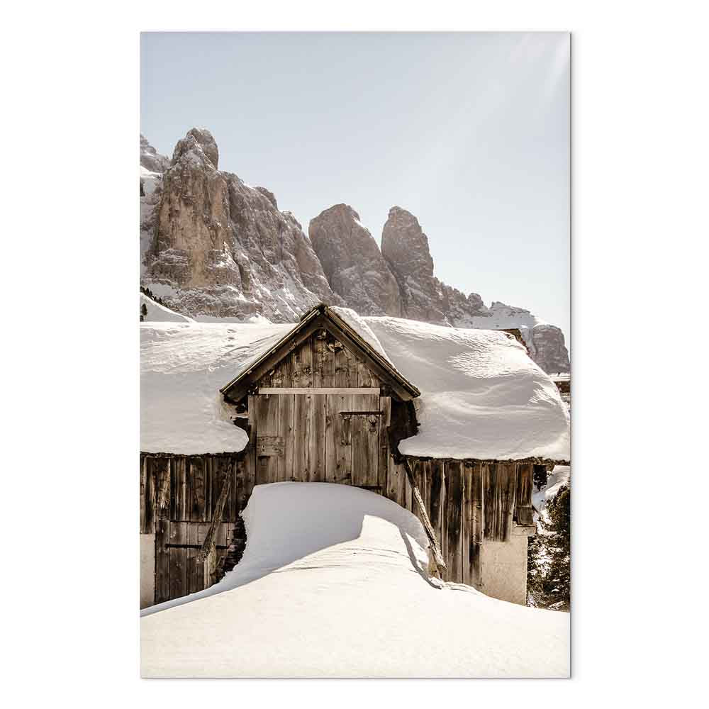 Dolomites Winter Landscape Vertical Canvas Print