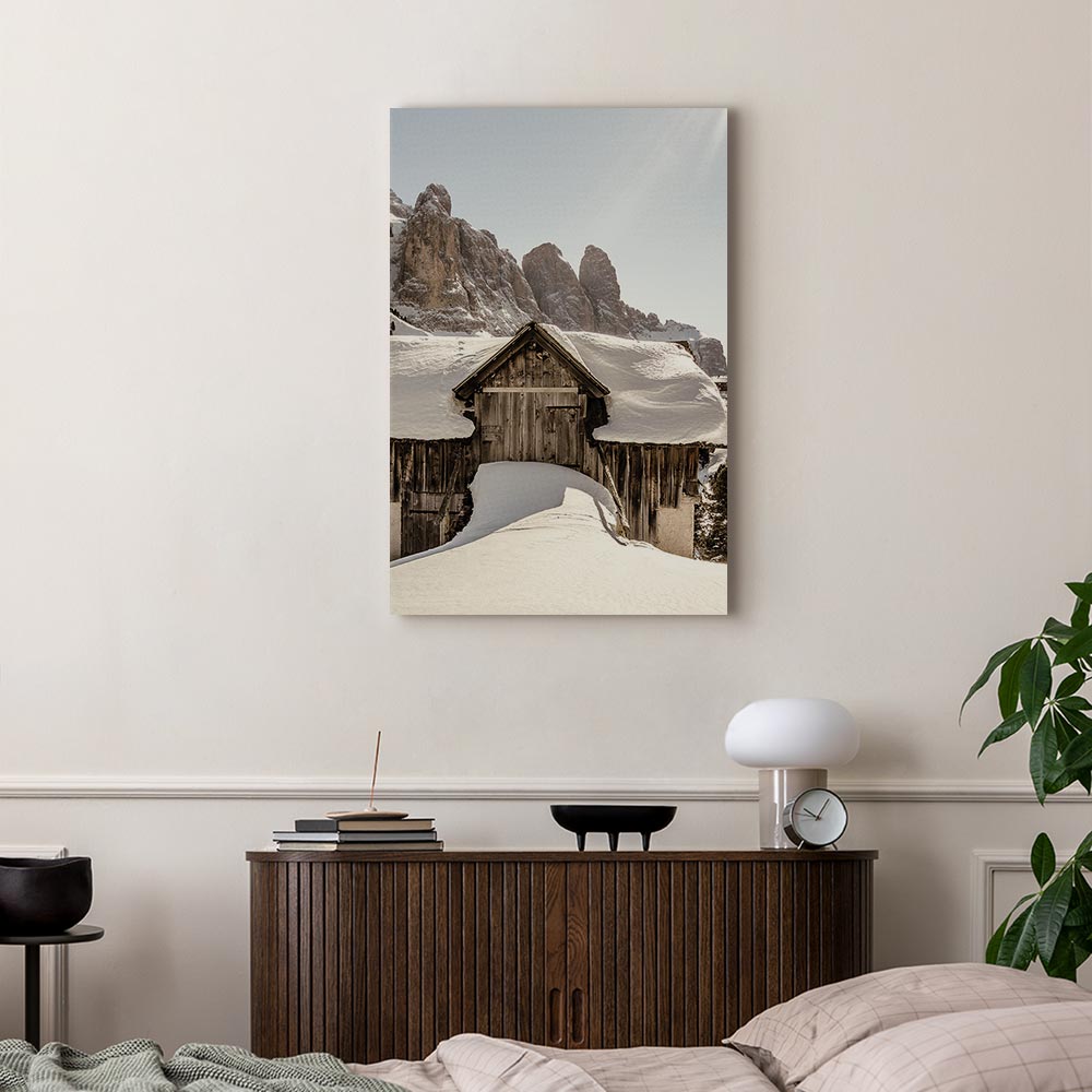 Dolomites Winter Landscape Vertical Canvas Print