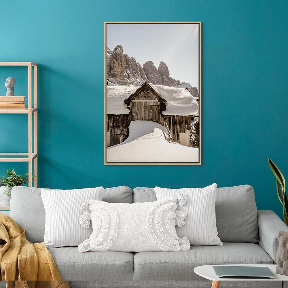 Dolomites Winter Landscape Vertical Canvas Print
