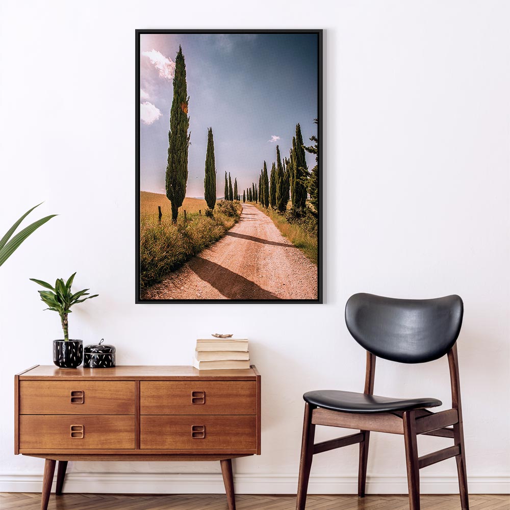Italian Cypress Trees Landscape Canvas Print
