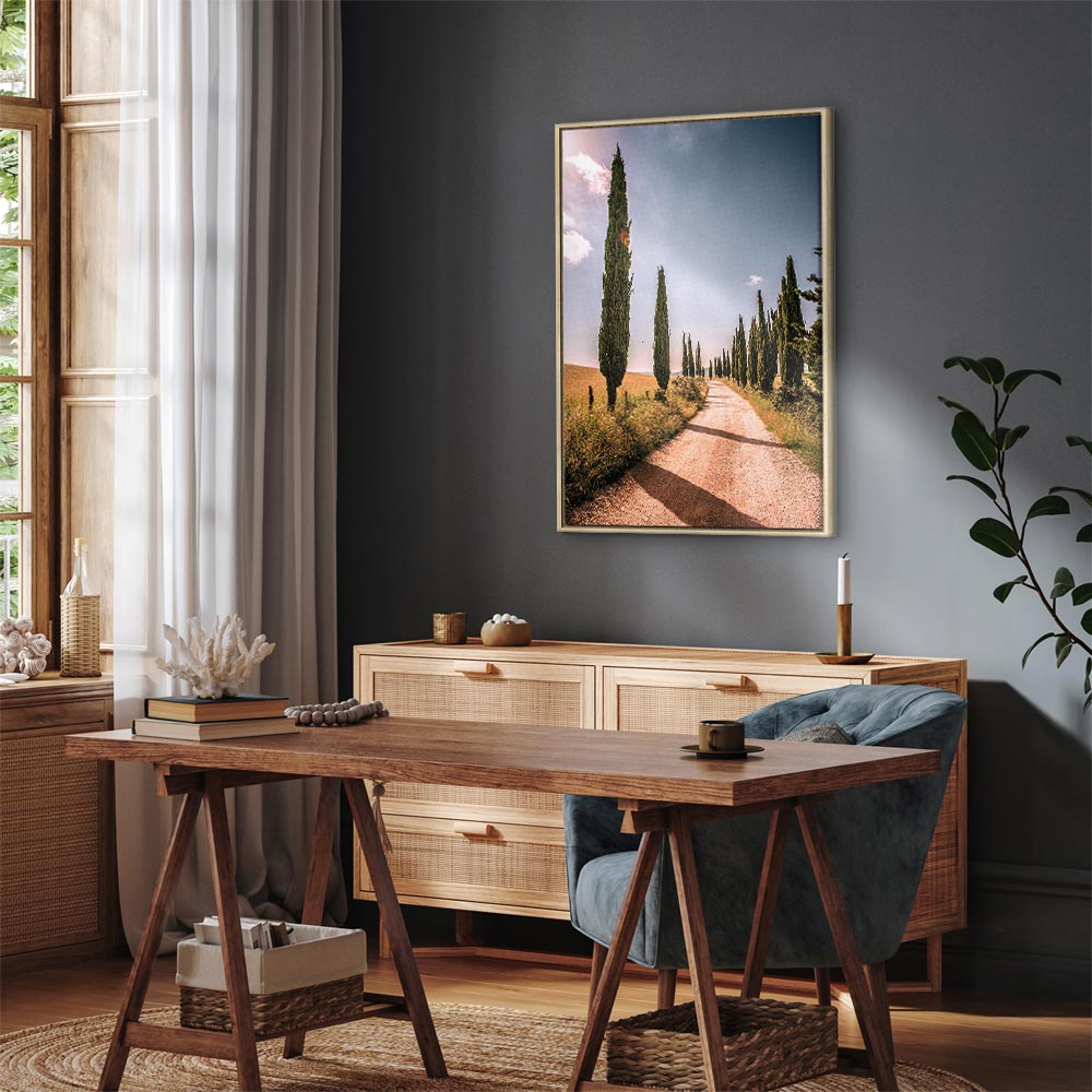 Italian Cypress Trees Landscape Canvas Print