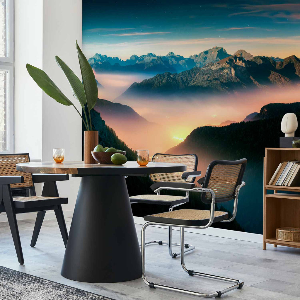 Misty Mountain Clouds Landscape Wall Mural