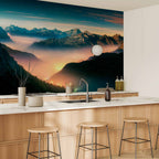 Misty Mountain Clouds Landscape Wall Mural