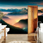 Misty Mountain Clouds Landscape Wall Mural