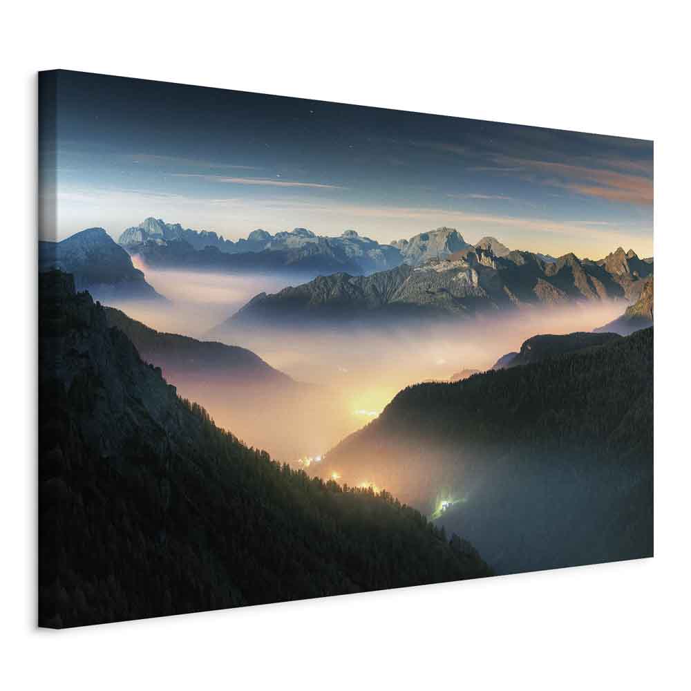 Misty Mountain Clouds Landscape Canvas Print