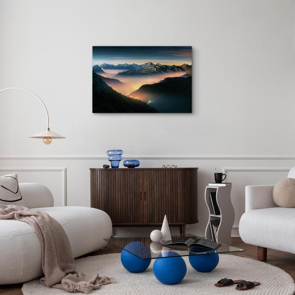 Misty Mountain Clouds Landscape Canvas Print