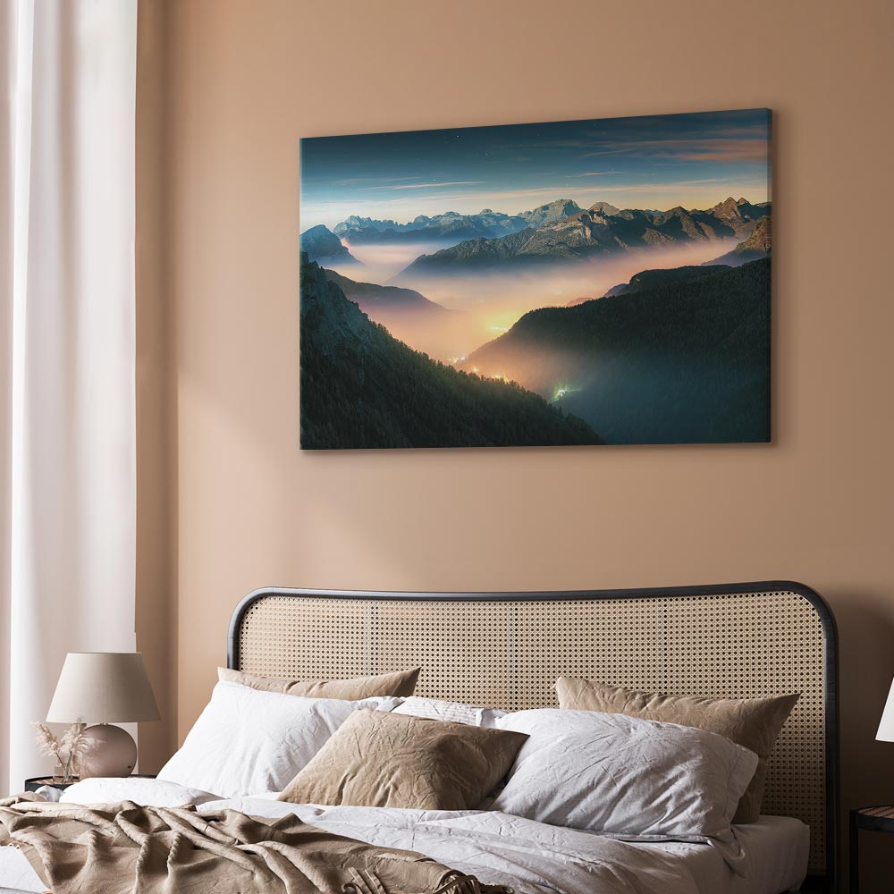 Misty Mountain Clouds Landscape Canvas Print