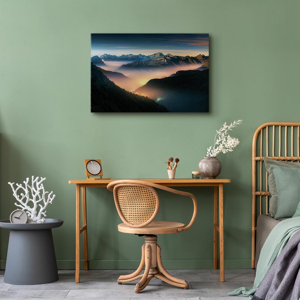 Misty Mountain Clouds Landscape Canvas Print