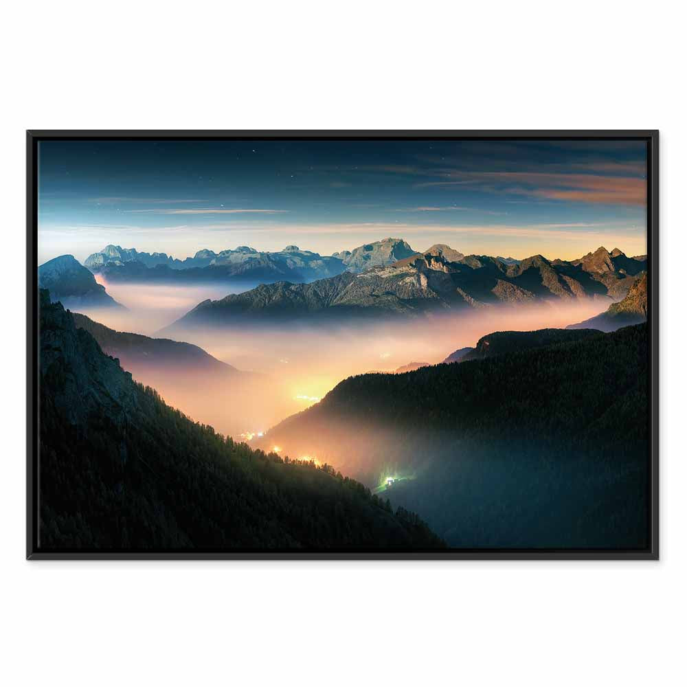 Misty Mountain Clouds Landscape Canvas Print
