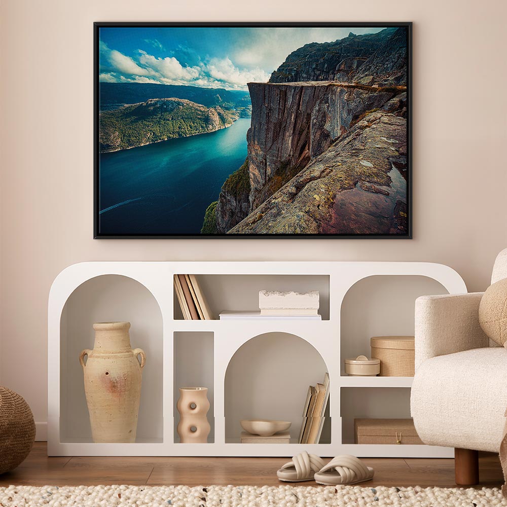Rock City River Cliff Landscape Canvas Print