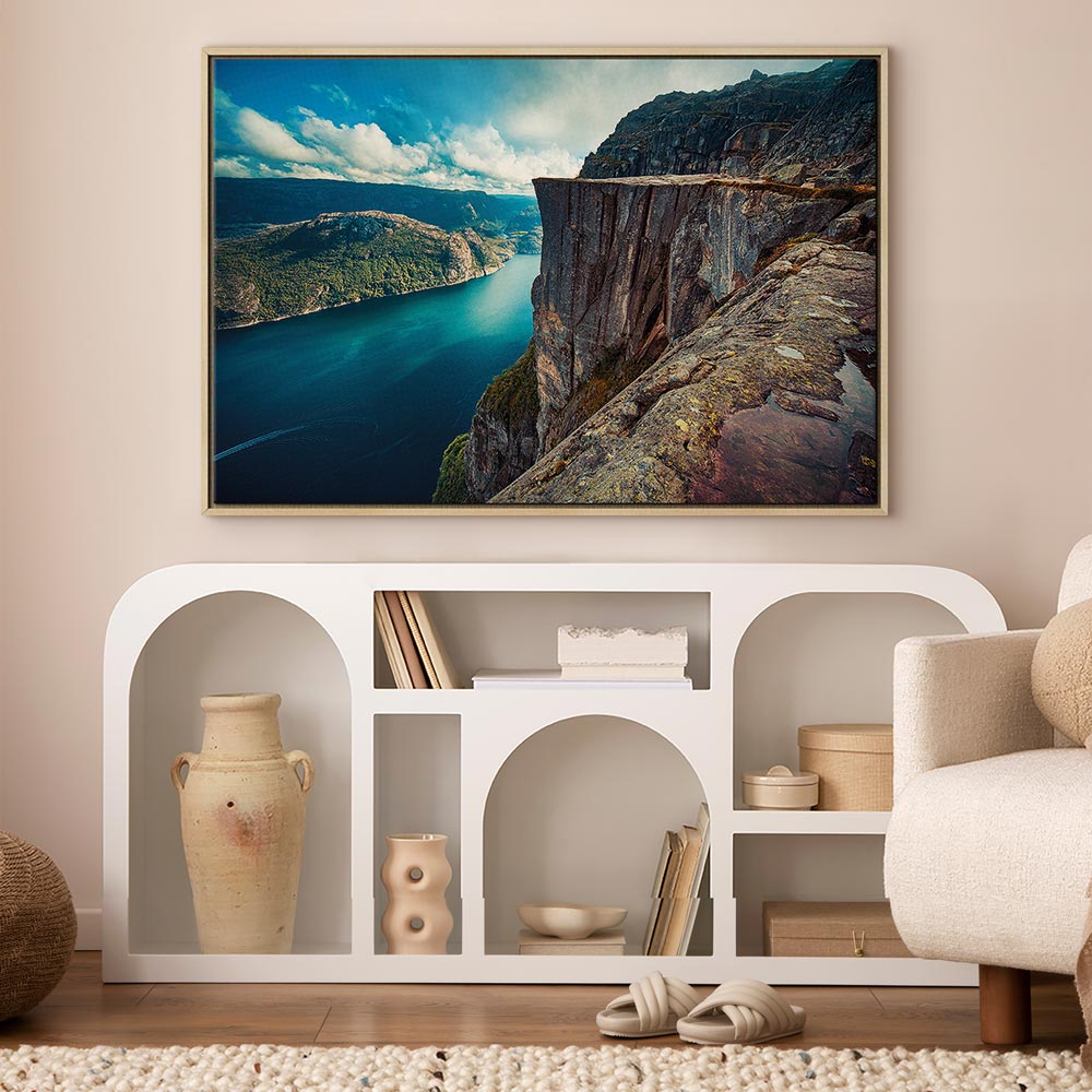Rock City River Cliff Landscape Canvas Print