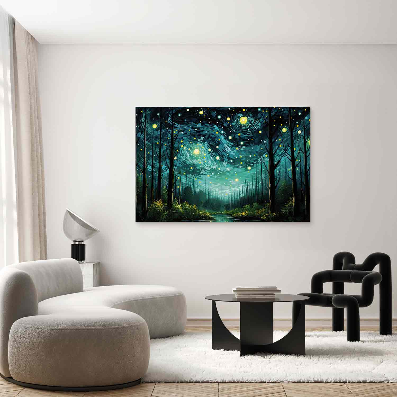 Starry Night Modern Landscape DIY Large Canvas Print