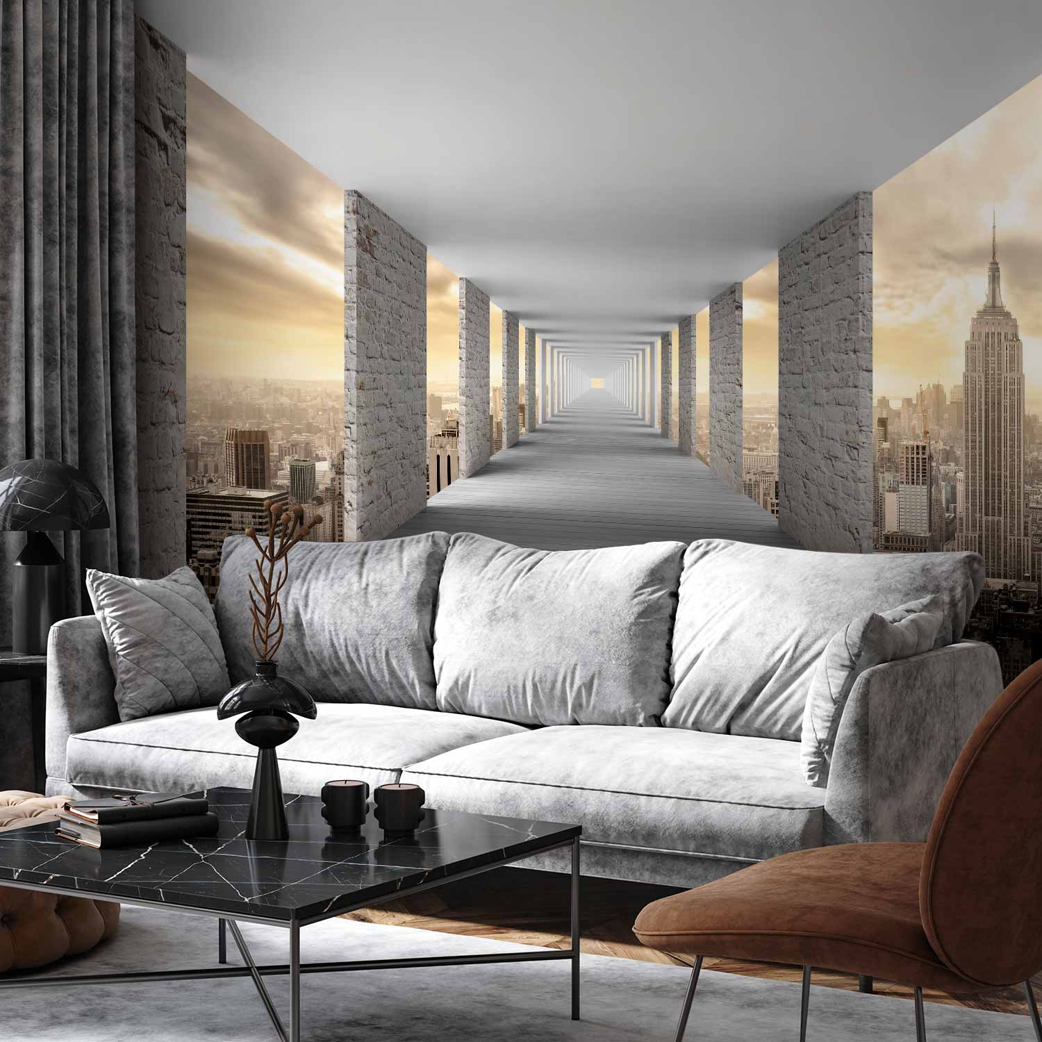 3D Sky Corridor Architecture Wall Mural