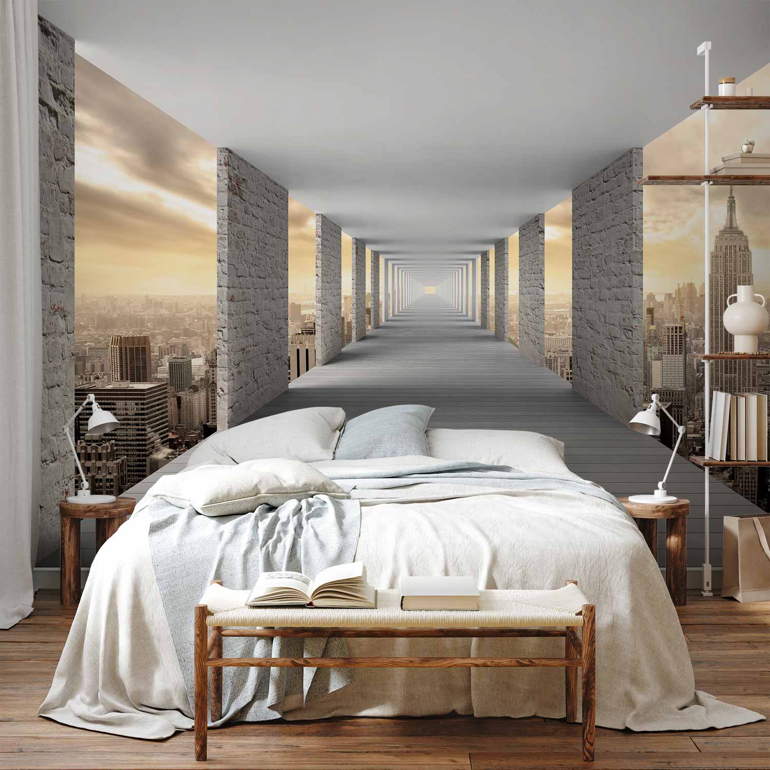 3D Sky Corridor Architecture Wall Mural