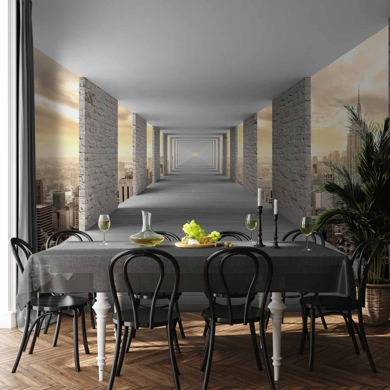 3D Sky Corridor Architecture Wall Mural