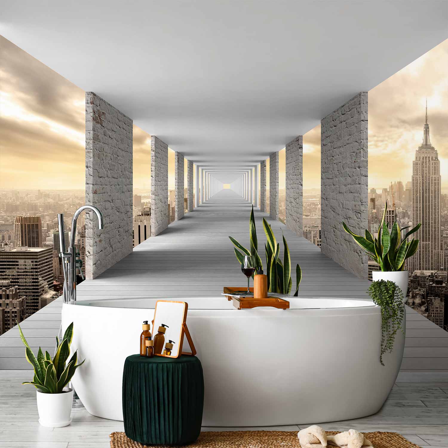 3D Sky Corridor Architecture Wall Mural