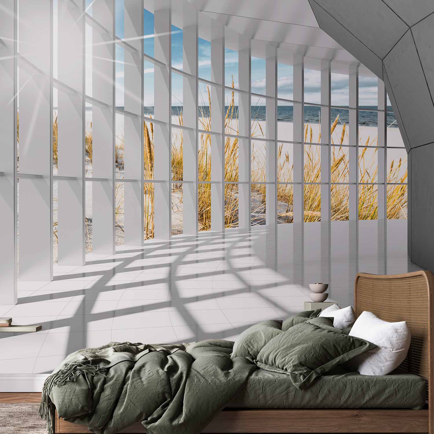 3D Seaside Bastion Corridor Wall Mural