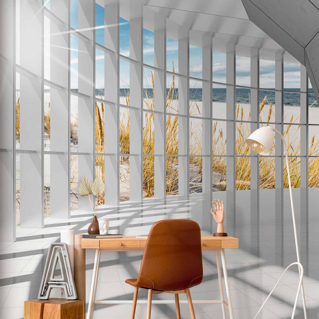 3D Seaside Bastion Corridor Wall Mural