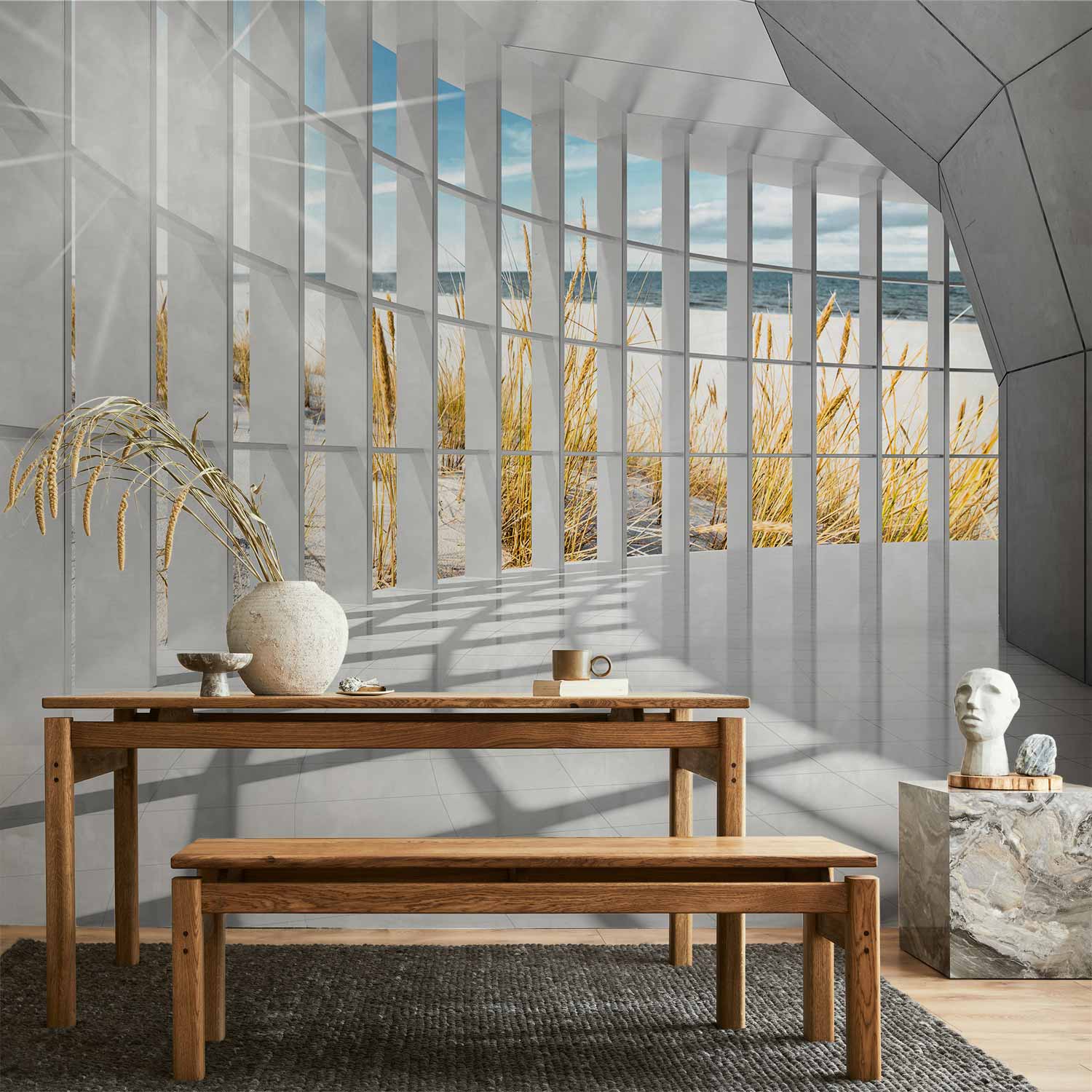 3D Seaside Bastion Corridor Wall Mural