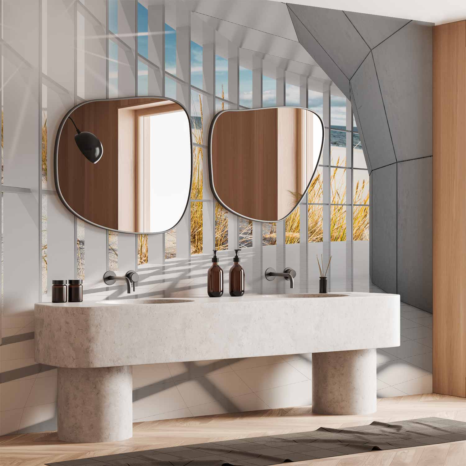 3D Seaside Bastion Corridor Wall Mural