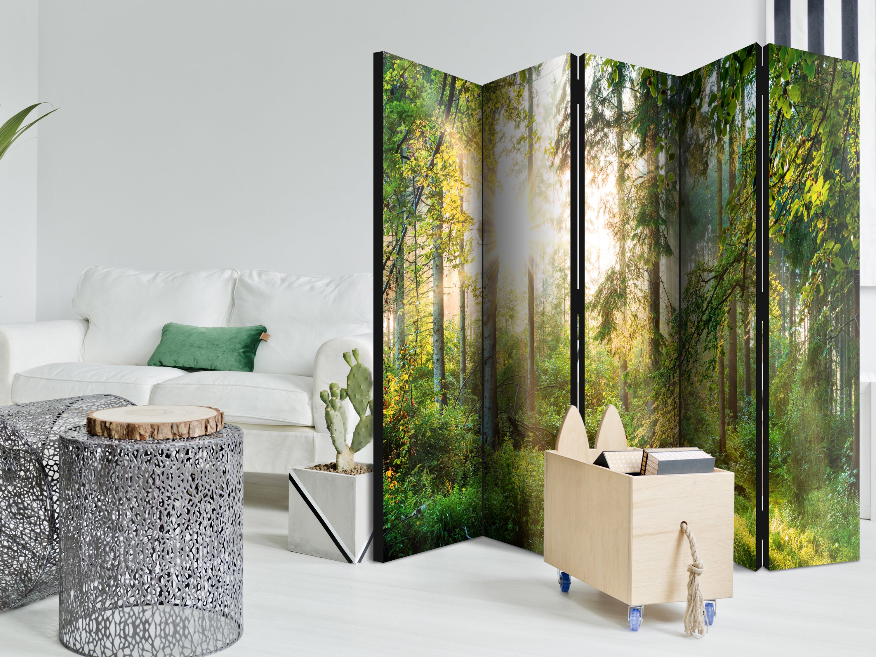 Untamed Forest Landscape 5-Panel Room Divider