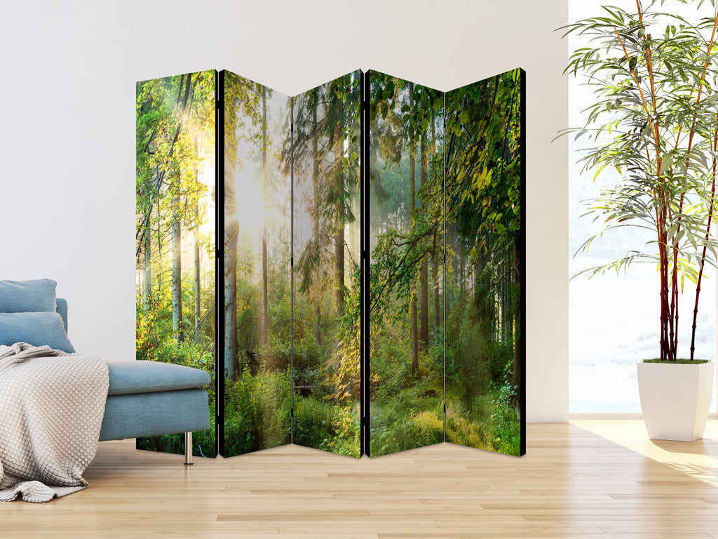 Untamed Forest Landscape 5-Panel Room Divider