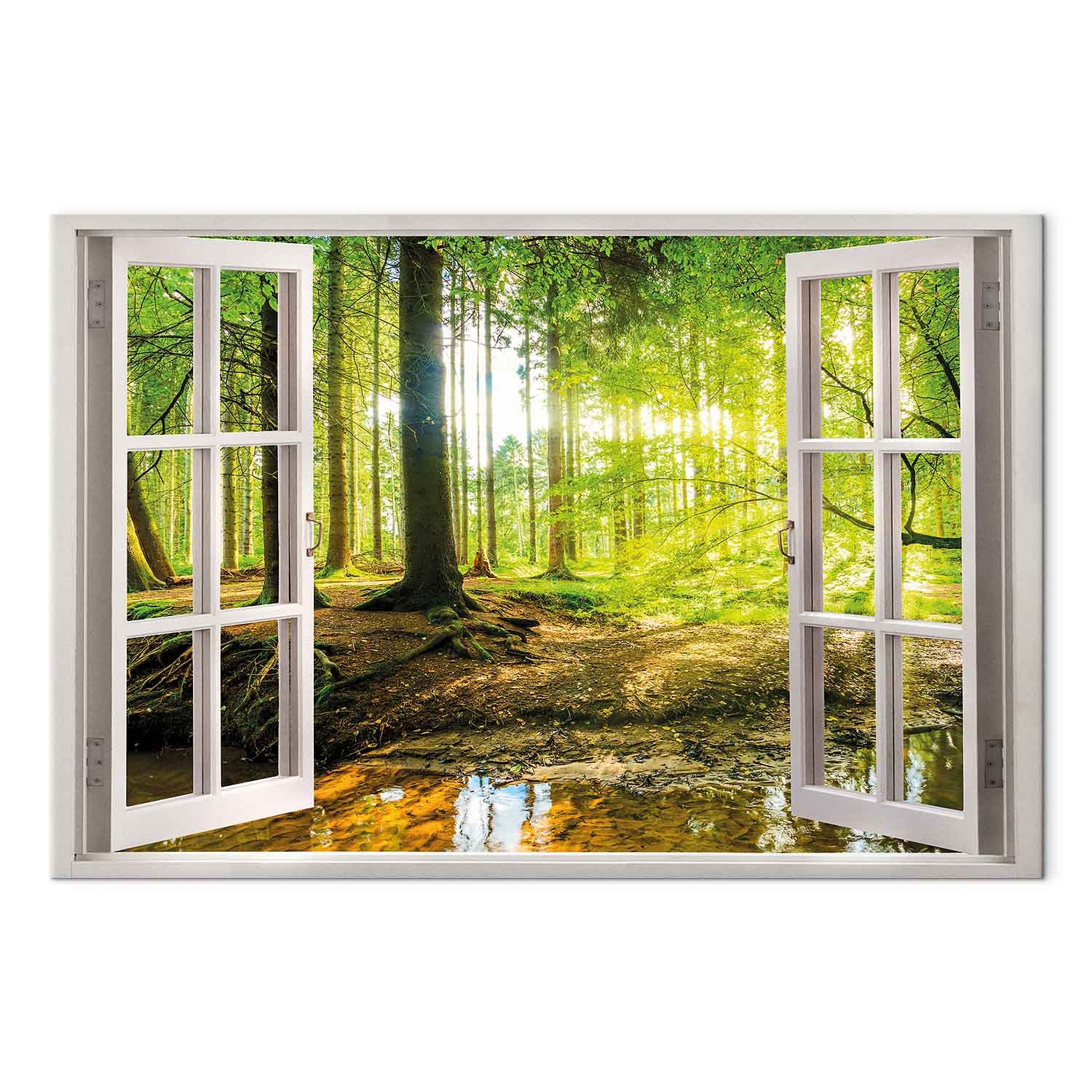 Forest River Window Landscape Canvas Print
