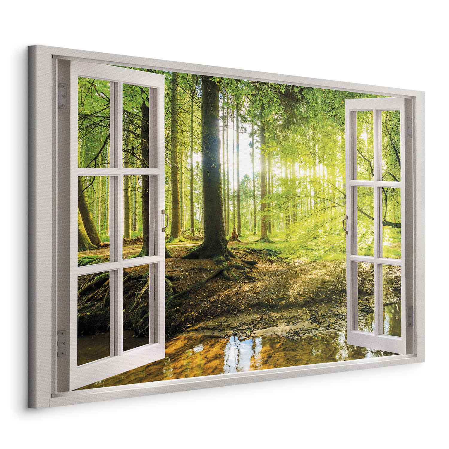 Forest River Window Landscape Canvas Print