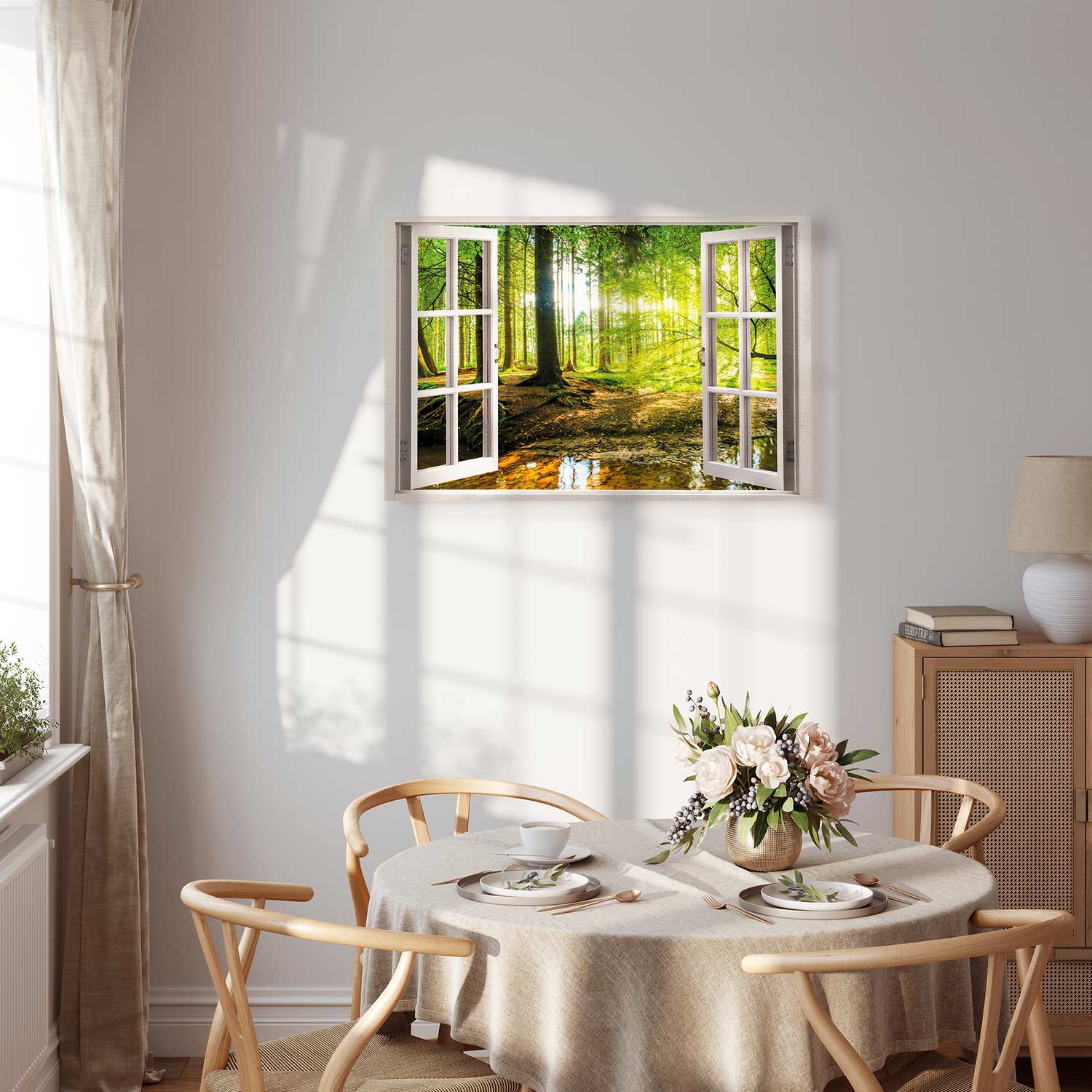 Forest River Window Landscape Canvas Print