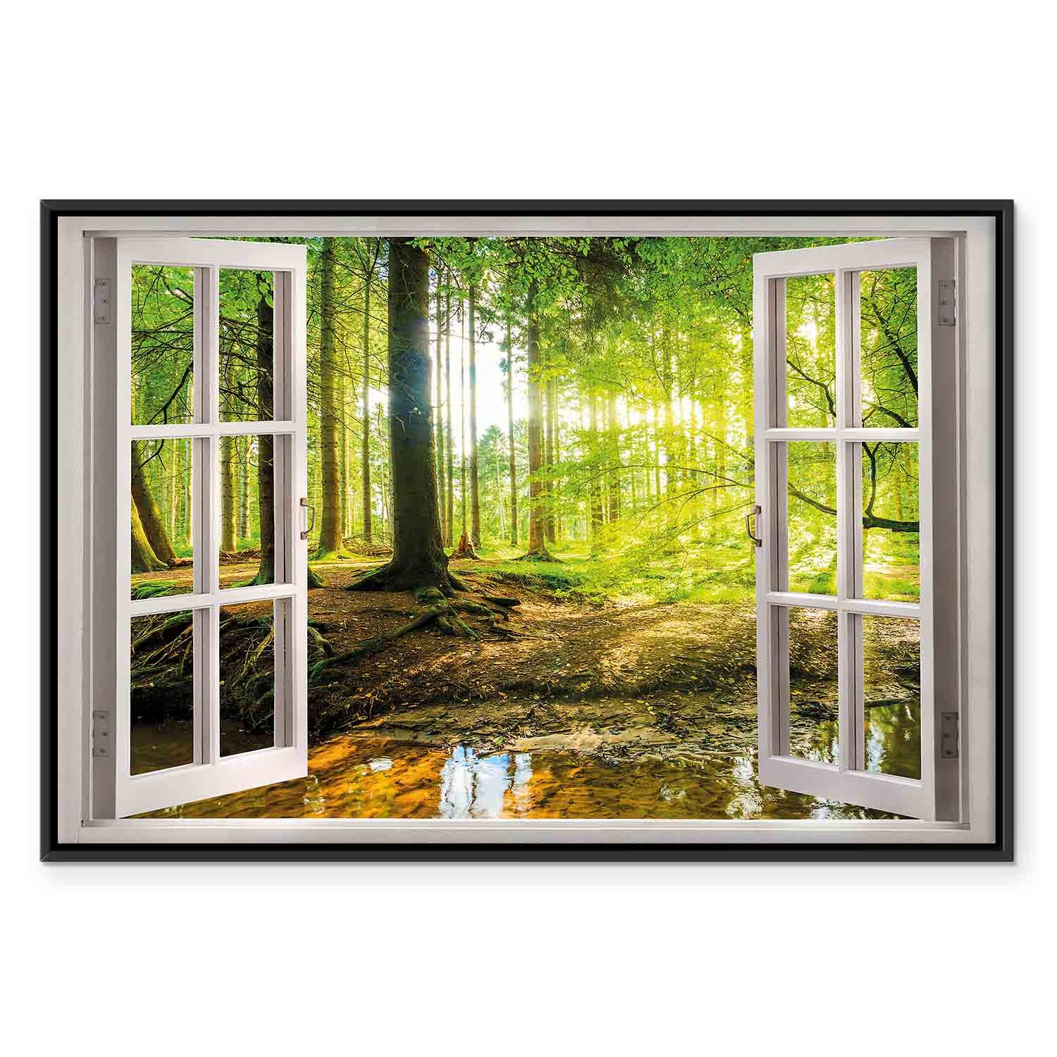 Forest River Window Landscape Canvas Print