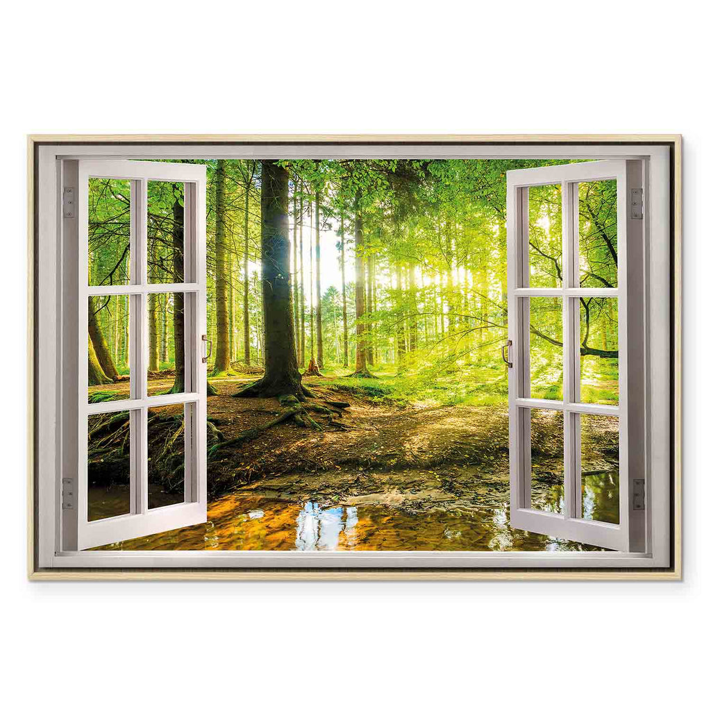 Forest River Window Landscape Canvas Print