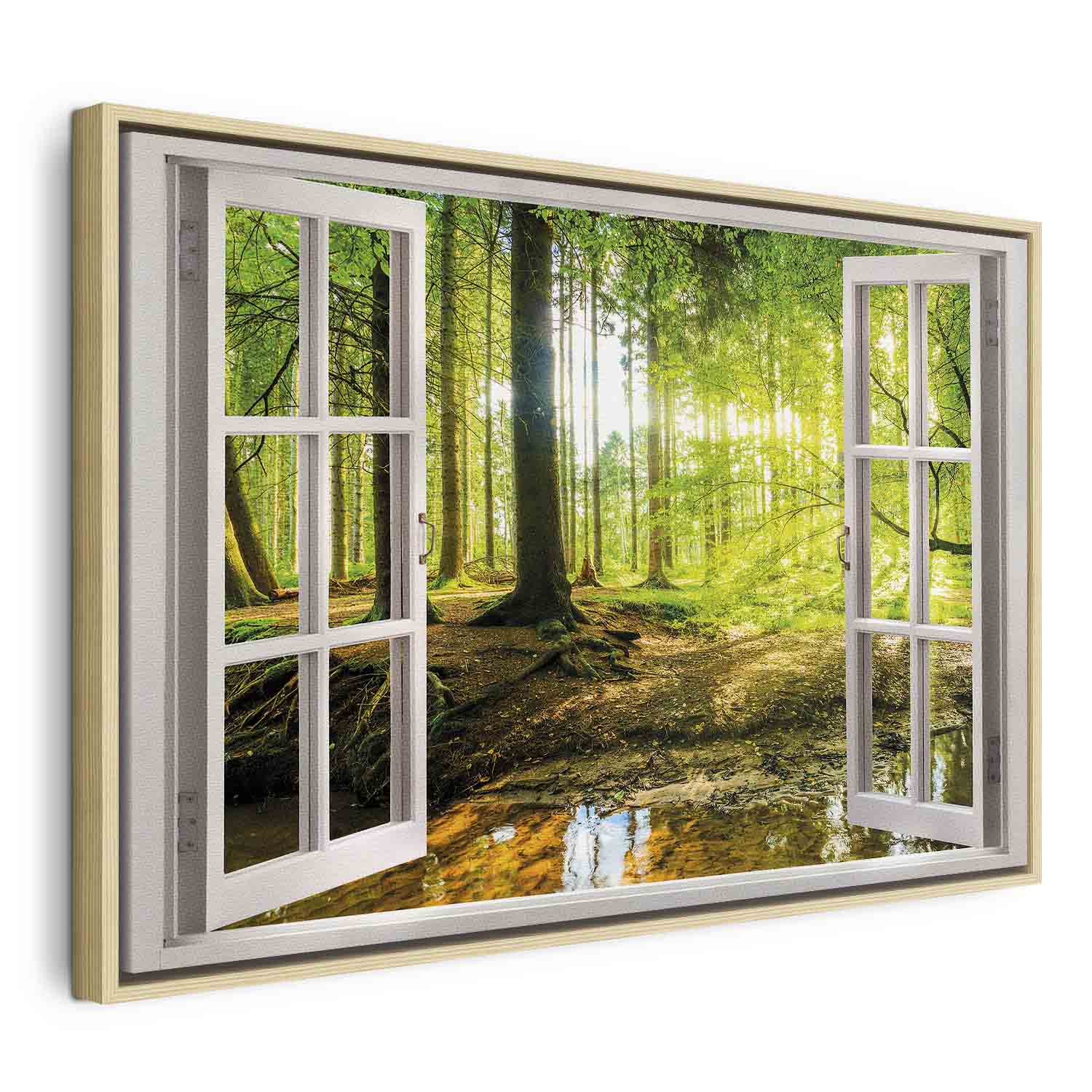 Forest River Window Landscape Canvas Print