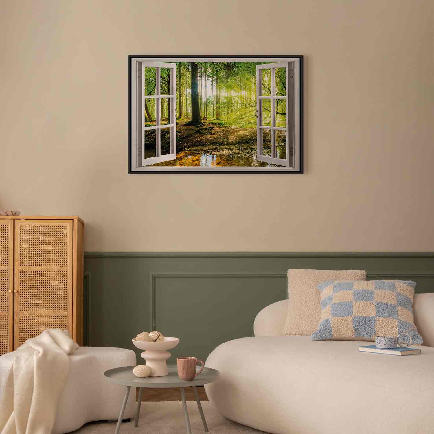 Forest River Window Landscape Canvas Print