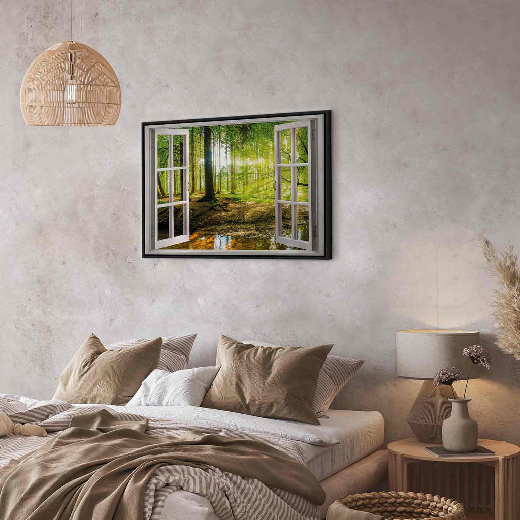 Forest River Window Landscape Canvas Print