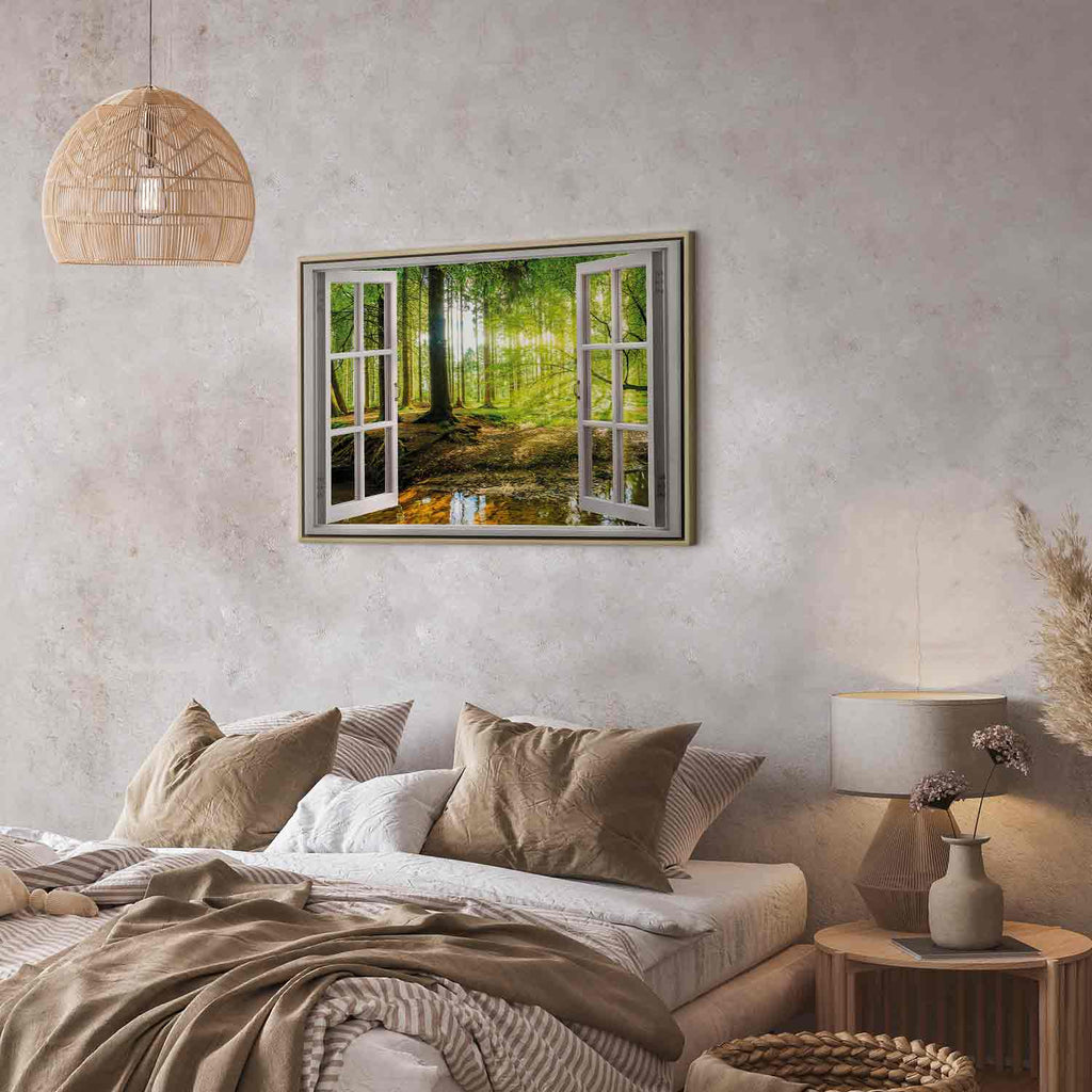 Forest River Window Landscape Canvas Print