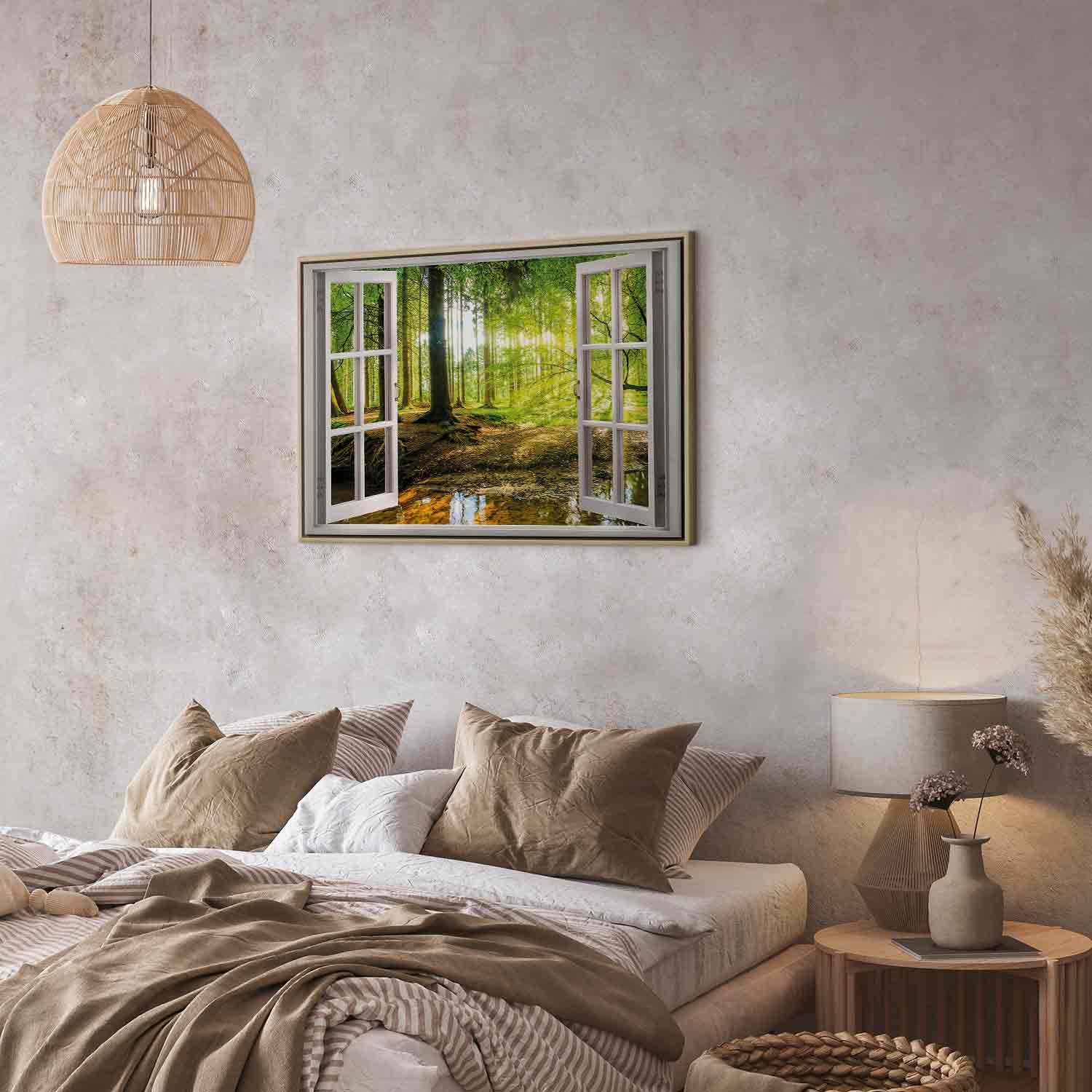 Forest River Window Landscape Canvas Print
