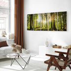 Sunlit Forest Green Landscape Canvas Print