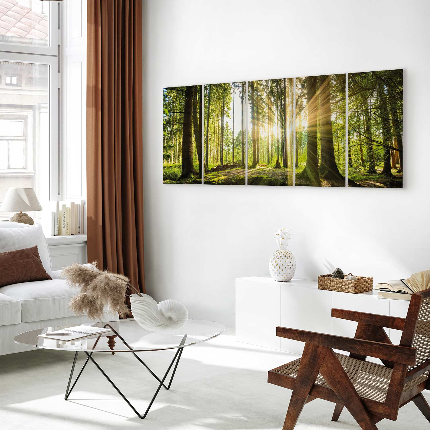 Sunlit Forest Green Landscape Canvas Print