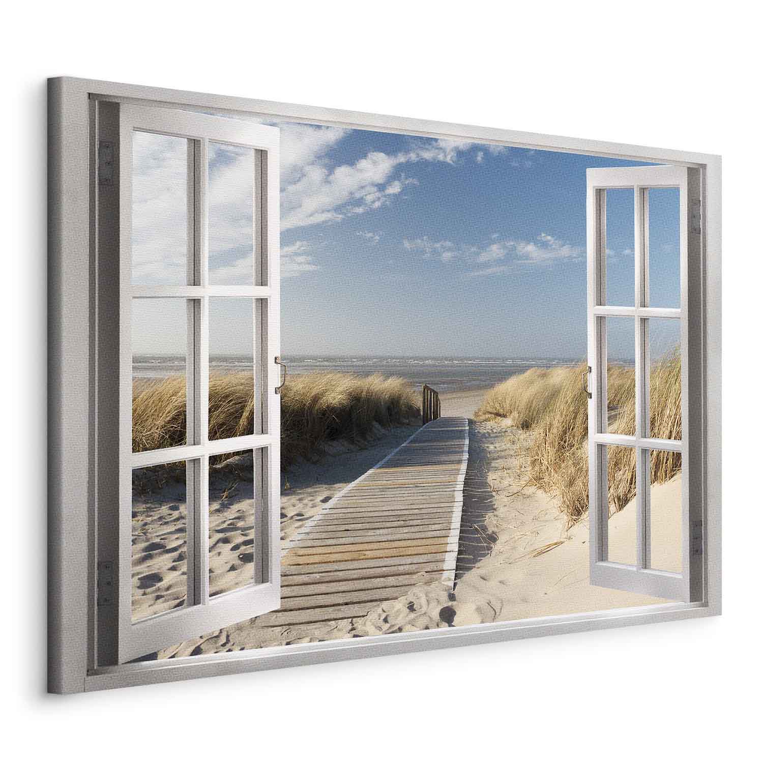 Beach Window View Landscape Canvas Print